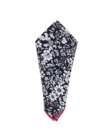 Pochette Costume Liberty Bleu marine et Blanche