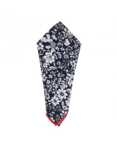 Pochette Costume Liberty Bleu marine et Blanche