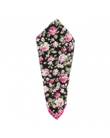 Pochette Costume Fleurs Noire et Fushia