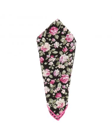 Pochette Costume Fleurs Noire et Fushia