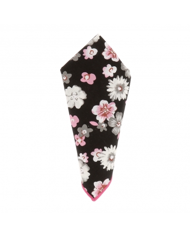 Pochette Costume Fleurs Noire Grise et Rose