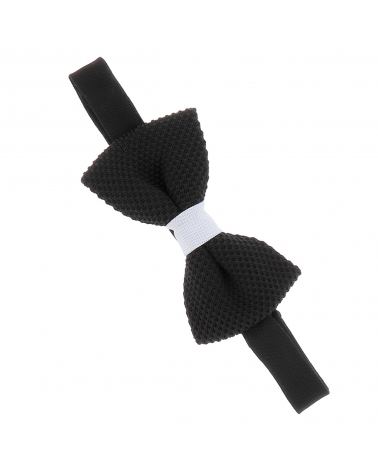 Noeud Papillon Tricot Noir et Blanc