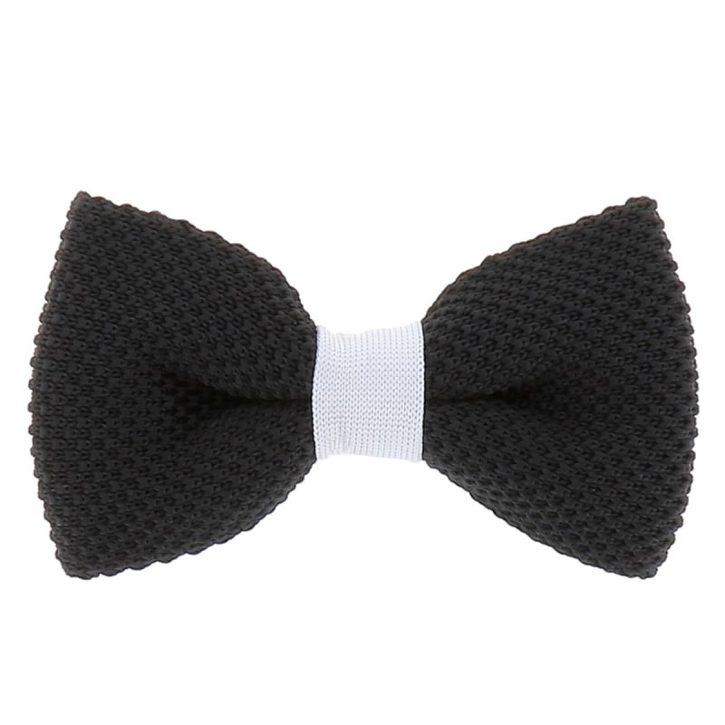 Noeud Papillon Tricot Noir et Blanc