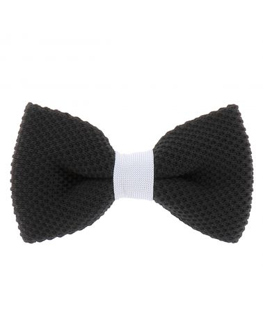 Noeud Papillon Tricot Noir et Blanc