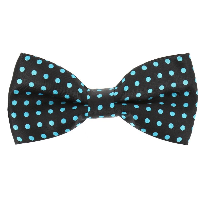 Noeud Papillon à Pois Noir et Turquoise