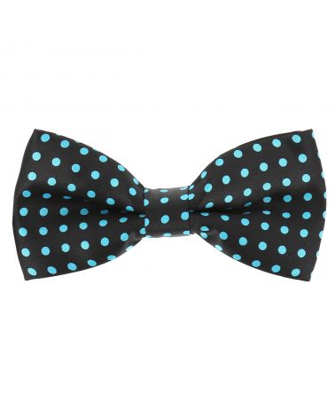 Noeud Papillon à Pois Noir et Turquoise