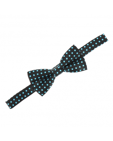 Noeud Papillon à Pois Noir et Turquoise