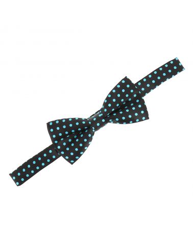 Noeud Papillon à Pois Noir et Turquoise