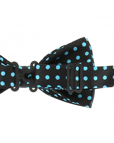 Noeud Papillon à Pois Noir et Turquoise