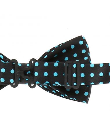 Noeud Papillon à Pois Noir et Turquoise