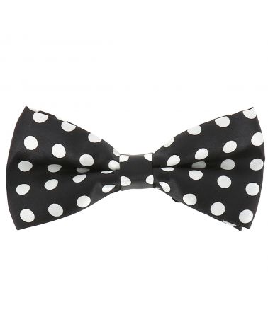 Noeud Papillon à Pois Noir et Blanc (gros pois)