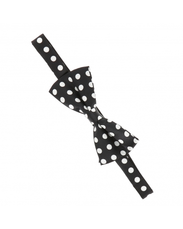 Noeud Papillon à Pois Noir et Blanc (gros pois)