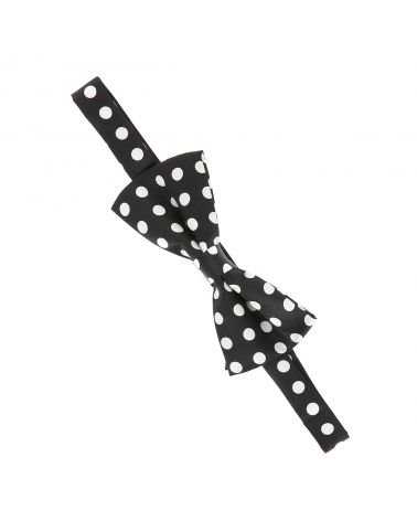 Noeud Papillon à Pois Noir et Blanc (gros pois)