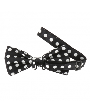 Noeud Papillon à Pois Noir et Blanc (gros pois)