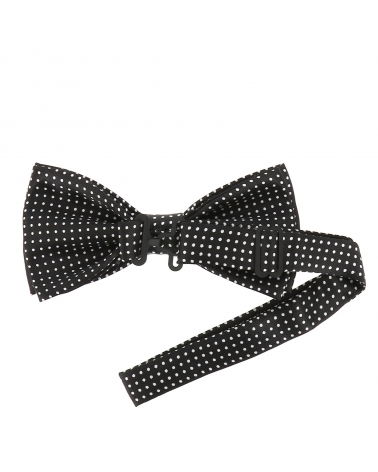 Noeud Papillon à Pois Noir et Blanc (pois fins)