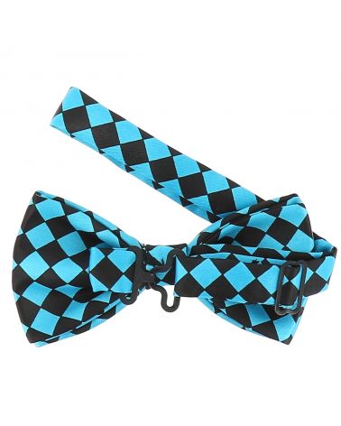 Noeud Papillon Bleu turquoise et Noir à Losanges