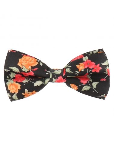 Noeud Papillon Fleurs Noir