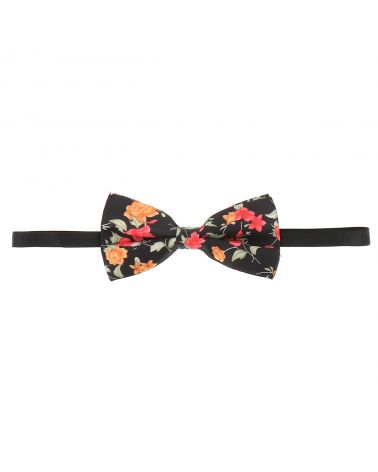 Noeud Papillon Fleurs Noir