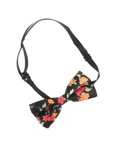 Noeud Papillon Fleurs Noir