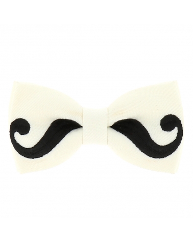 Noeud Papillon Moustache Blanc et Noir