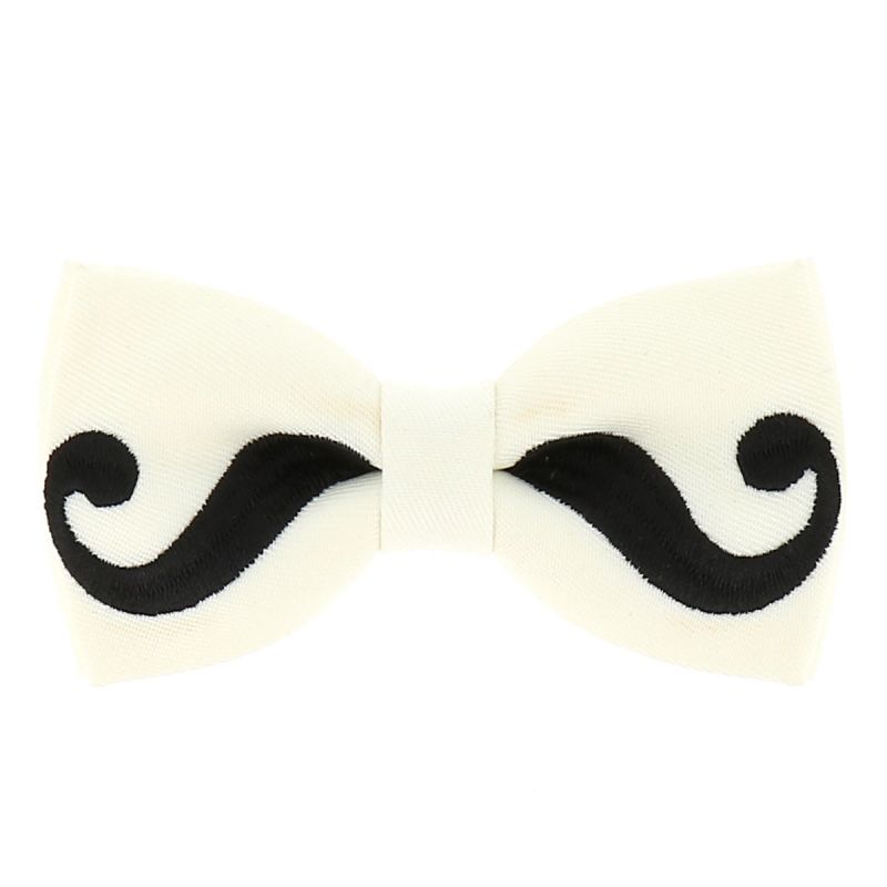 Noeud Papillon Moustache Blanc et Noir