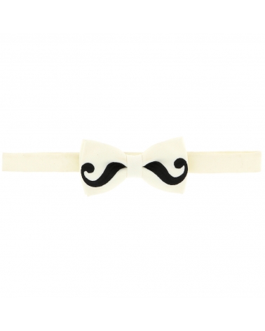 Noeud Papillon Moustache Blanc et Noir