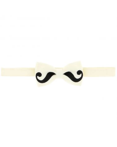 Noeud Papillon Moustache Blanc et Noir