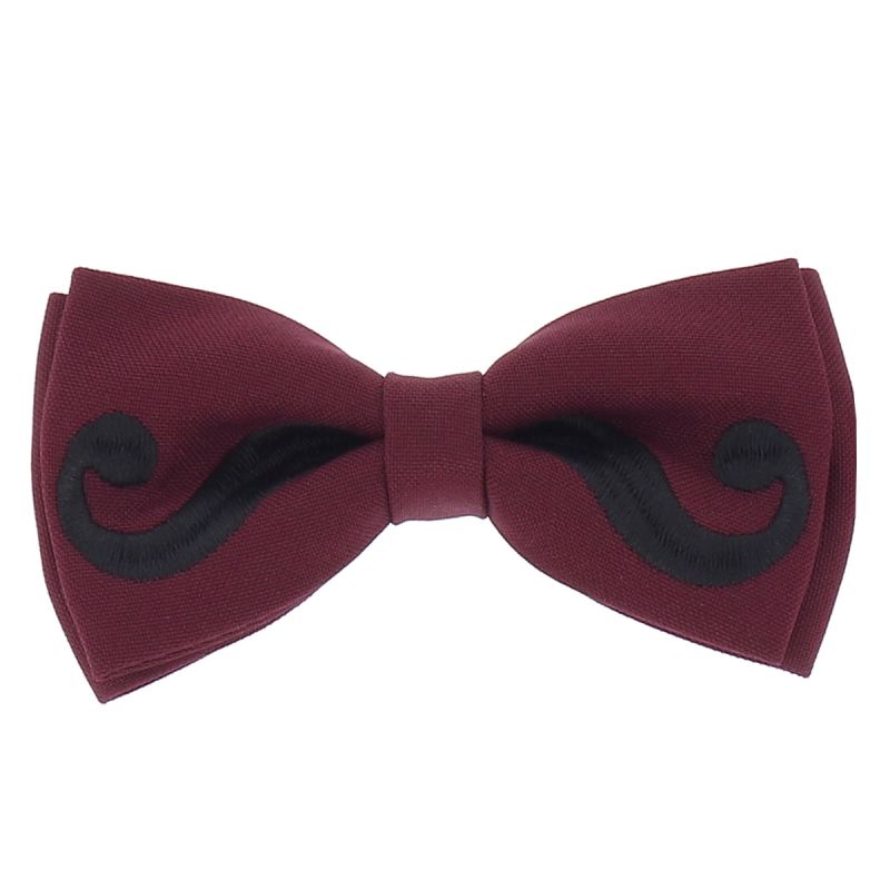 Noeud Papillon Moustache Aubergine et Noir