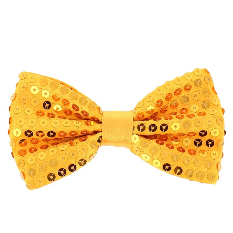 Noeud Papillon Paillette Jaune Orange