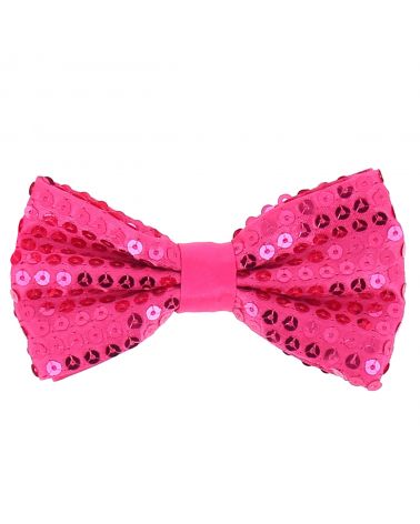 Noeud Papillon Paillette Rose vif