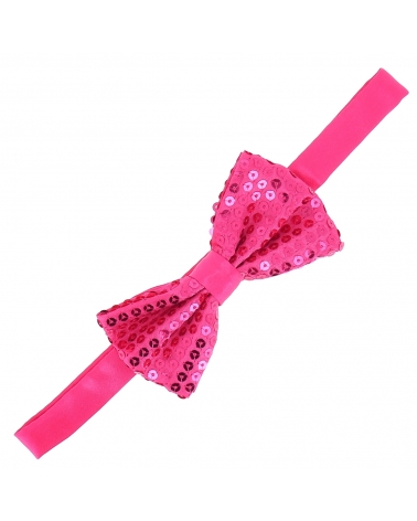 Noeud Papillon Paillette Rose vif