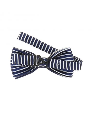 Noeud Papillon Enfant Rayé Bleu marine et Blanc