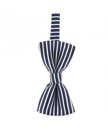 Noeud Papillon Enfant Rayé Bleu marine et Blanc