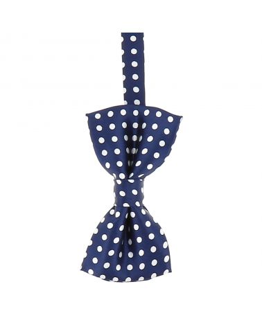 Noeud Papillon Enfant Pois Bleu Marine et Blanc