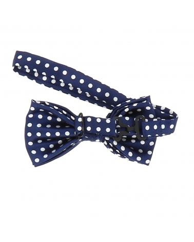 Noeud Papillon Enfant Pois Bleu Marine et Blanc