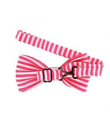 Noeud Papillon Enfant Rayé Rose vif et Blanc