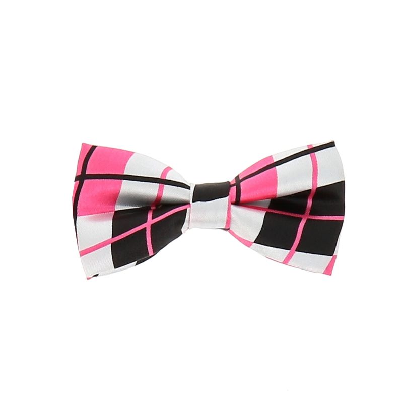 Noeud Papillon Enfant Vichy Noir Blanc et Rose