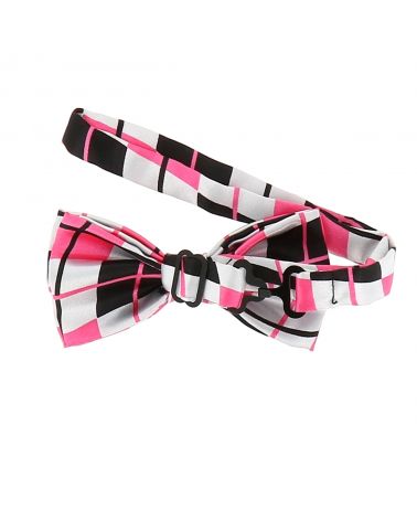 Noeud Papillon Enfant Vichy Noir Blanc et Rose