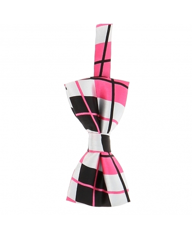 Noeud Papillon Enfant Vichy Noir Blanc et Rose