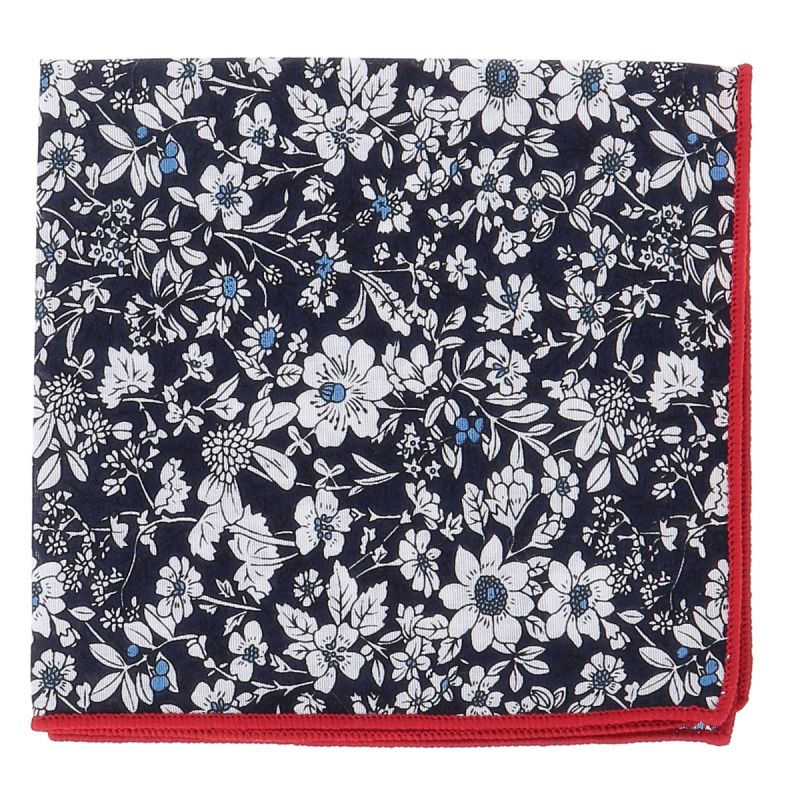 Pochette Costume Liberty Bleu marine et Blanche