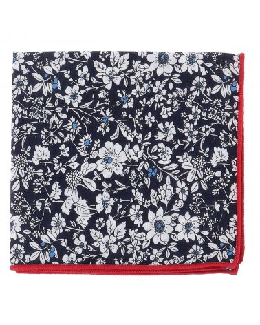 Pochette Costume Liberty Bleu marine et Blanche