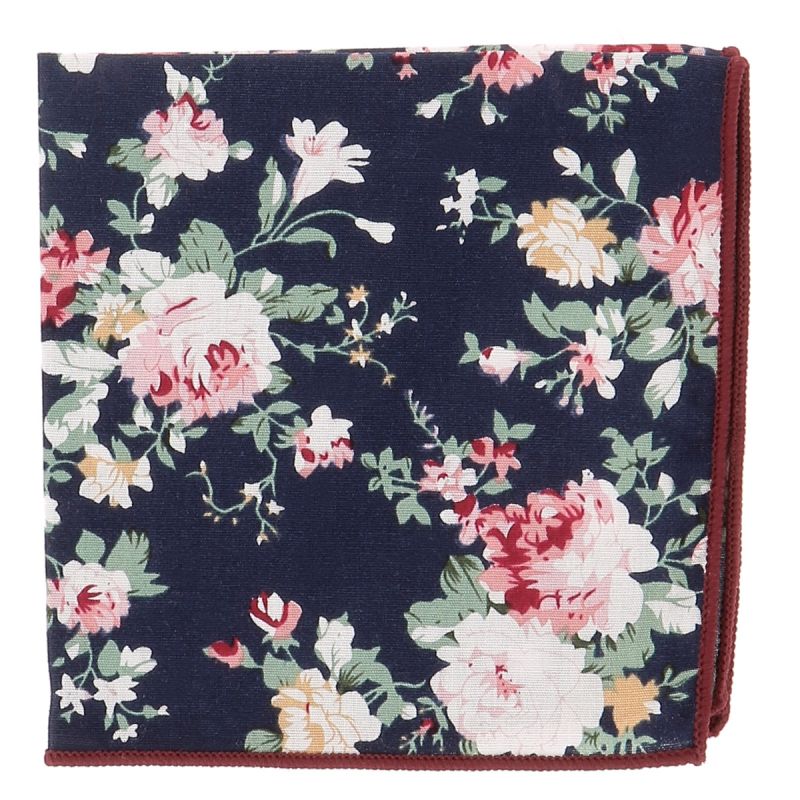 Pochette Costume Fleurs Bleu marine