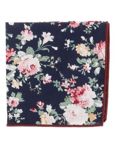 Pochette Costume Fleurs Bleu marine