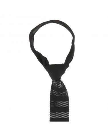 Cravate Tricot Rayée Noire