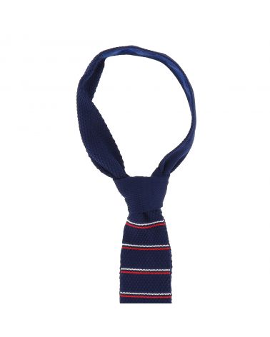 Cravate Tricot Rayée Bleu marine et Rouge