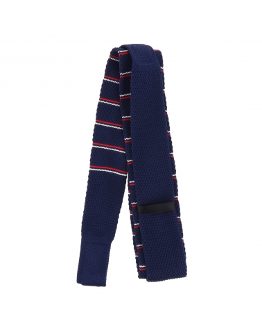 Cravate Tricot Rayée Bleu marine et Rouge
