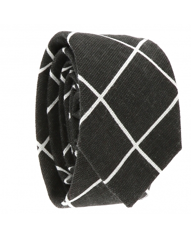 Cravate Coton Noir Carreaux