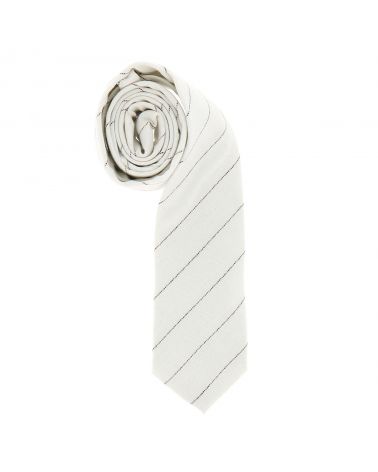 Cravate Coton Blanche Rayures Fines