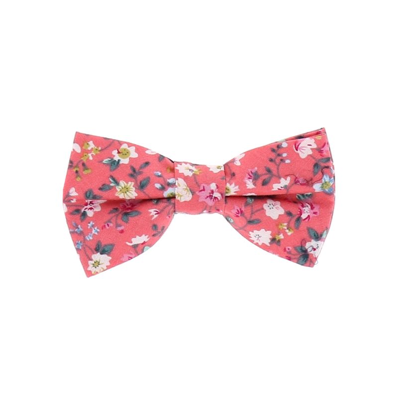 Noeud  Papillon Garçon Corail à Fleurs