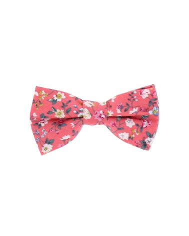 Noeud  Papillon Garçon Corail à Fleurs